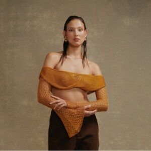 House Of Sunny The Solar Sheer Knit Shrug Sweater Stylish Off-Shoulder Knit Top